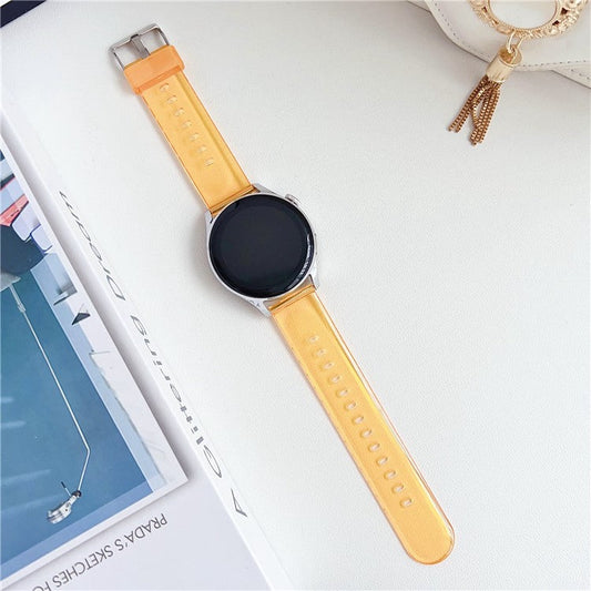 PRAGUS For Samsung Galaxy Watch3 45mm / Huawei Watch GT 4 46mm Band 22mm TPU Wrist Strap - Transparent Light Orange