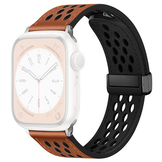 PRAGUS For Watch Band For Apple Watch Series 10 42mm / 9 8 7 41mm / SE (2023) SE (2022) SE 6 5 4 40mm / 3 2 1 38mm Hollow-Out Leather Strap - Brown