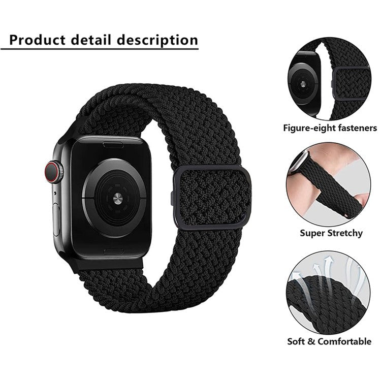 PRAGUS For Apple Watch 10 46mm / Ultra 2 / Ultra 49mm / 9 8 7 45mm / SE (2023) SE (2022) SE 6 5 4 44mm / 3 2 1 42mm Strap Nylon Braided Watch Band - Z-Shape Blue+White