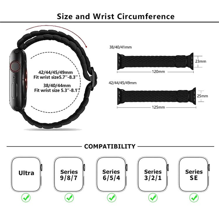 PRAGUS For Apple Watch 10 46mm / Ultra 2 / Ultra 49mm / 9 8 7 45mm / SE (2023) SE (2022) SE 6 5 4 44mm / 3 2 1 42mm Strap Nylon Braided Watch Band - Z-Shape Blue+White