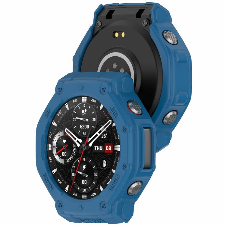 PRAGUS For Huami Amazfit T-Rex 3 TPU Watch Case Anti-Scratch Hollow Watch Frame Cover - Dark Blue