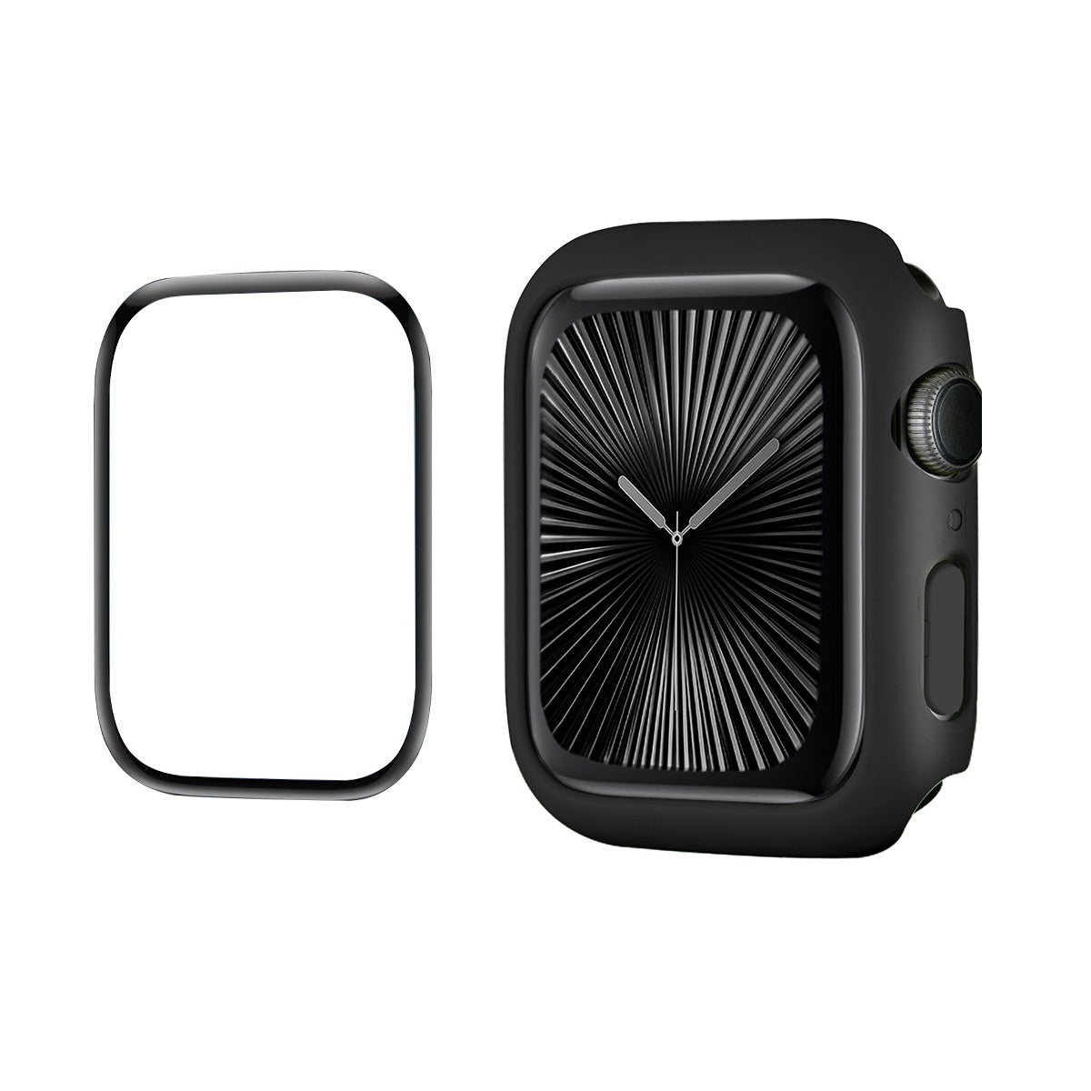 ENKAY For Apple Watch Series 10 46mm ENKAY HAT PRINCE Solid Color PC Watch Case Shockproof Cover with Full Coverage PMMA Soft Film - Black