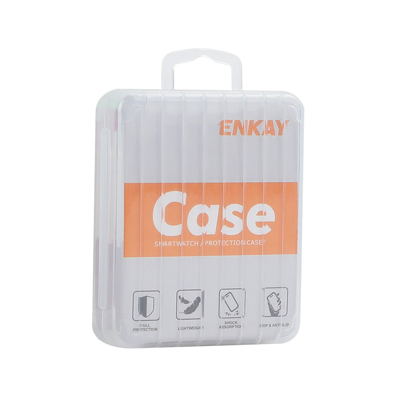 ENKAY For Apple Watch Series 10 46mm ENKAY HAT PRINCE Solid Color PC Watch Case Shockproof Cover with Full Coverage PMMA Soft Film - Black