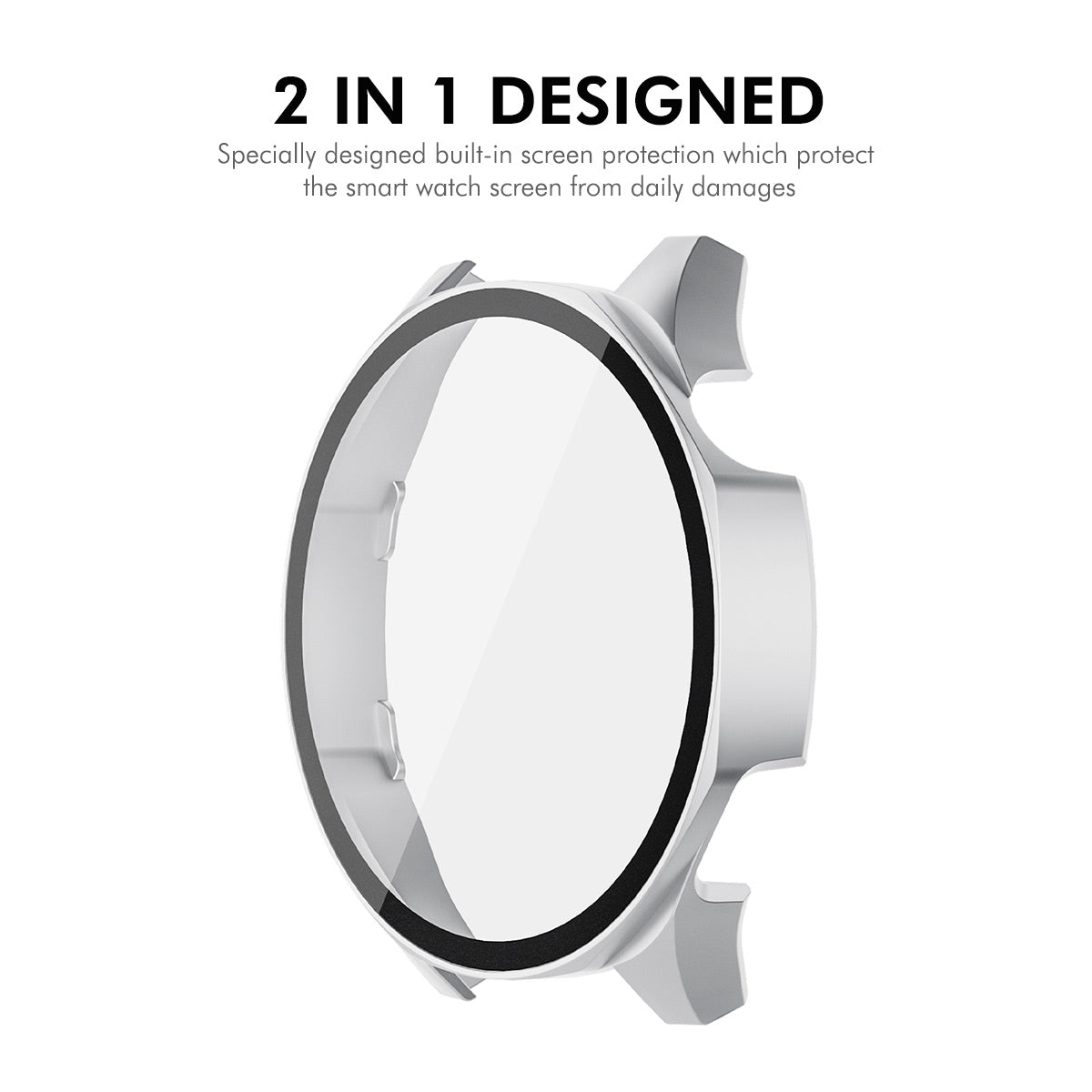 ENKAY For Huawei Watch GT 5 46mm ENKAY Hat-Prince 2-in-1 Rubberized Hard PC Frame with 9H Tempered Glass Screen Protector - White