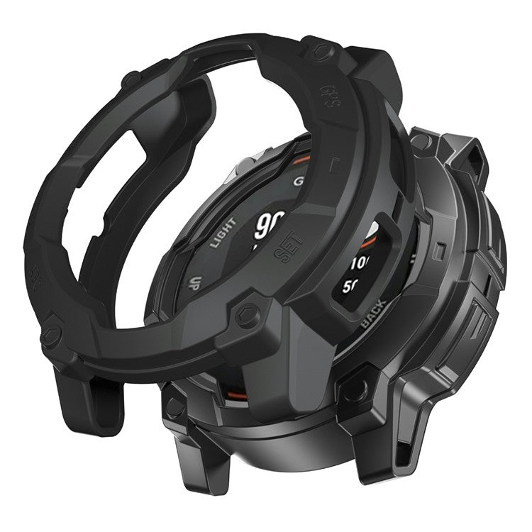 PRAGUS For Garmin Instinct 3 Solar 45mm TPU Watch Case Hollow-Out Rugged Bumper Cover - Black