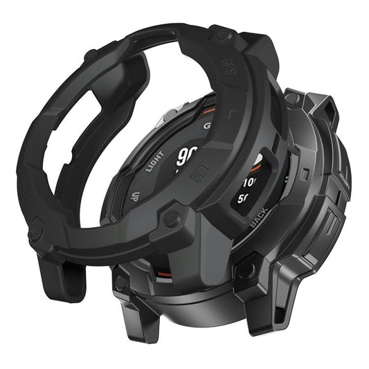 PRAGUS For Garmin Instinct 3 Solar 45mm TPU Watch Case Hollow-Out Rugged Bumper Cover - Black