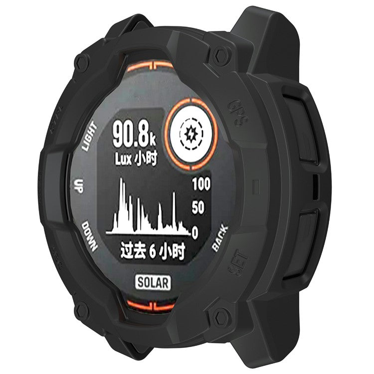 PRAGUS For Garmin Instinct 3 Solar 45mm TPU Watch Case Hollow-Out Rugged Bumper Cover - Black