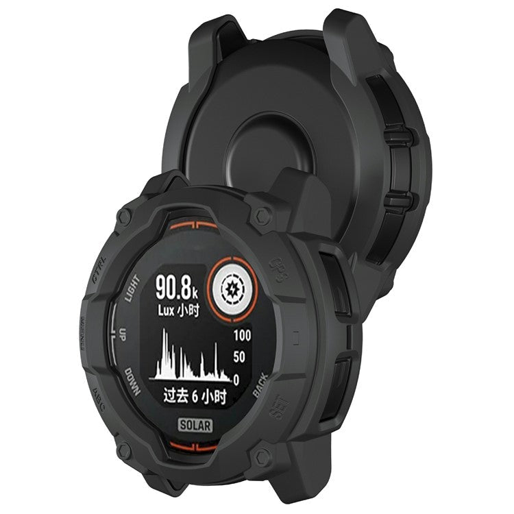 PRAGUS For Garmin Instinct 3 Solar 45mm TPU Watch Case Hollow-Out Rugged Bumper Cover - Black