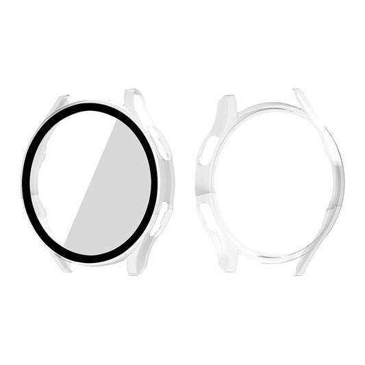 ENKAY HAT PRINCE 2-in-1 Design Rubberized Hard PC Case with 9H Tempered Glass Screen Protector for Samsung Galaxy Watch4 44mm - Transparent