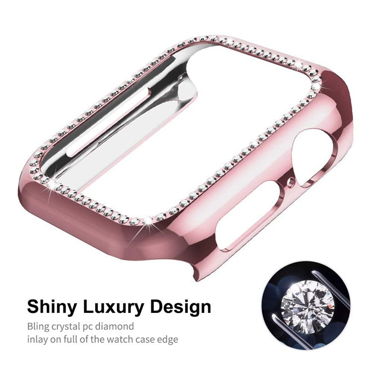 ENKAY HAT PRINCE for Apple Watch Series 9 / 8 / 7 41mm Rhinestone Decor Electroplating Hard PC Watch Case Cover with Full Coverage Curved PET Screen Protector - Transparent