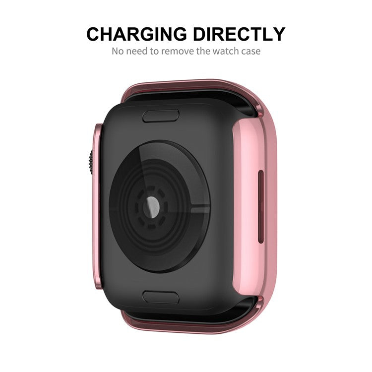 ENKAY HAT PRINCE for Apple Watch Series 9 / 8 / 7 41mm Rhinestone Decor Electroplating Hard PC Watch Case Cover with Full Coverage Curved PET Screen Protector - Transparent