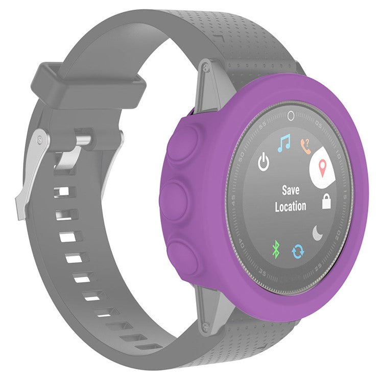For Garmin Fenix 5X / 5X Plus Soft Silicone Watch Case Anti-Scratch Protective Cover Frame - Purple