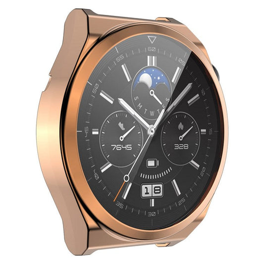 ENKAY HAT PRINCE For Huawei Watch GT 3 Pro 46mm Full Protection Electroplated TPU Smart Watch Case with Built-in Tempered Glass Screen Protector - Rose Gold