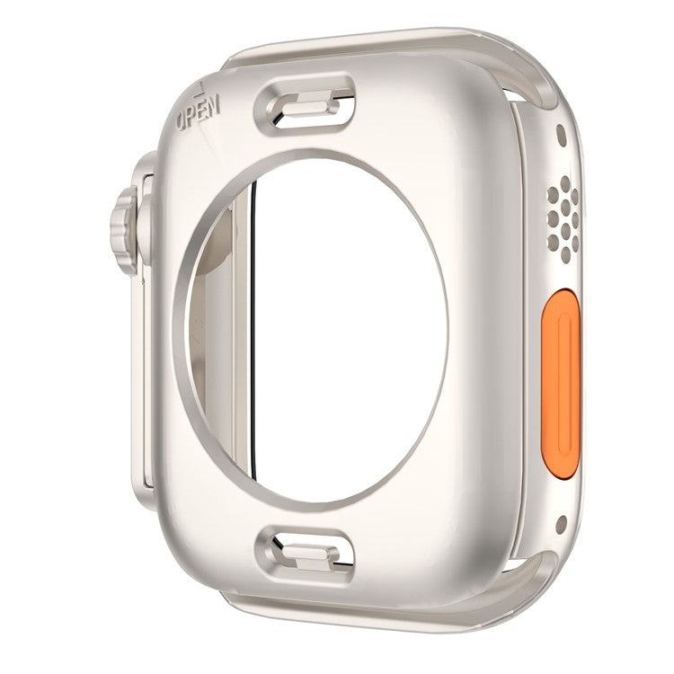 PRAGUS For Waterproof Full Coverage Cover for Apple Watch Series 9 / 8 / 7 45mm , Hard PC Watch Case with Tempered Glass Screen Protector - Starlight Silver