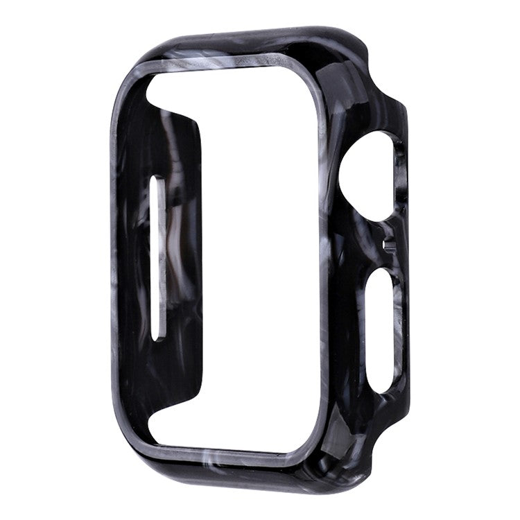 PRAGUS For Apple Watch Series 9 / 8 / 7 45mm Patterned Resin Watch Case Anti-Drop Smart Watch Case Cover - Black Flower