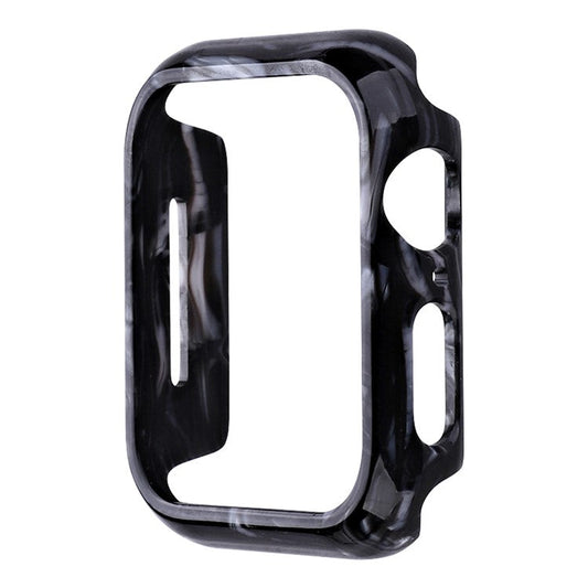 PRAGUS For Apple Watch Series 9 / 8 / 7 45mm Patterned Resin Watch Case Anti-Drop Smart Watch Case Cover - Black Flower