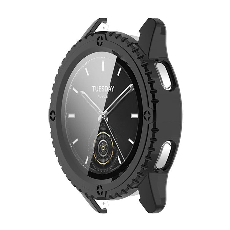 ENKAY HAT PRINCE For Xiaomi Watch S3 Case with Tempered Glass Screen Protector Hard PC Watch Cover - Black