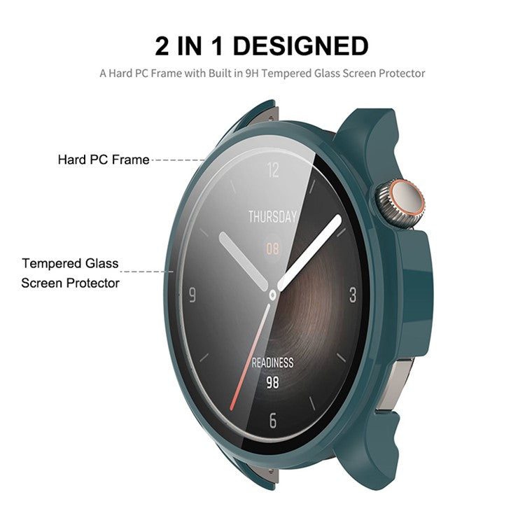 ENKAY HAT PRINCE For Huami Amazfit Balance Overall PC Watch Case with Tempered Glass Screen Protector - Dark Blue