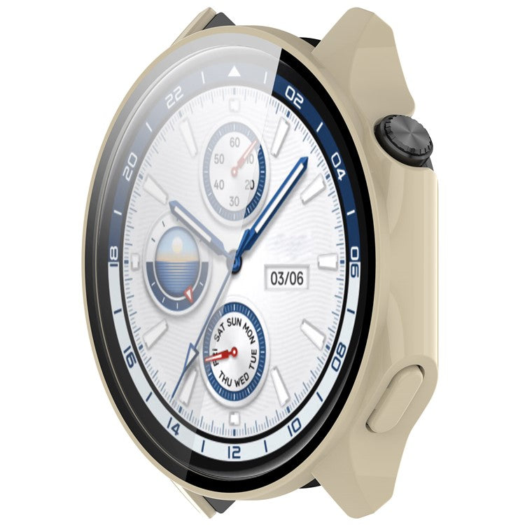 PRAGUS For Oppo Watch X / OnePlus Watch 2 46mm Drop Protection PC Watch Frame Cover with Tempered Glass Screen Film - Beige