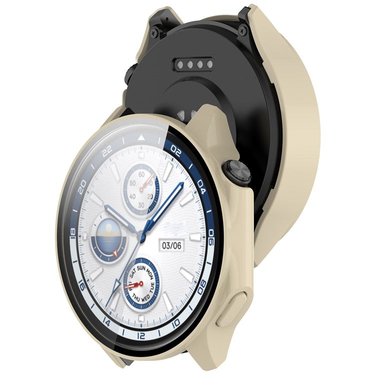 PRAGUS For Oppo Watch X / OnePlus Watch 2 46mm Drop Protection PC Watch Frame Cover with Tempered Glass Screen Film - Beige