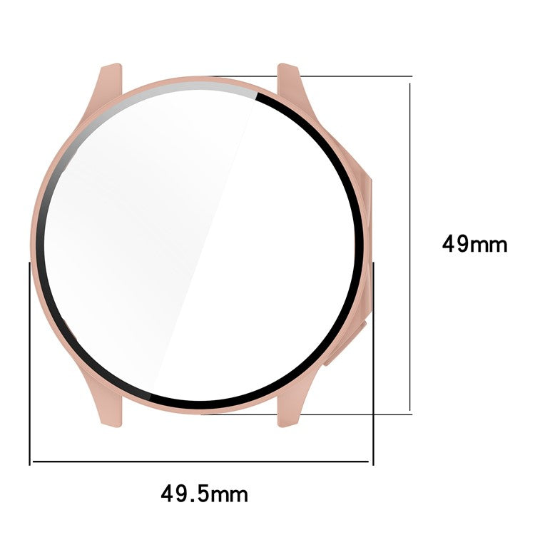 PRAGUS For Oppo Watch X / OnePlus Watch 2 46mm Drop Protection PC Watch Frame Cover with Tempered Glass Screen Film - Beige