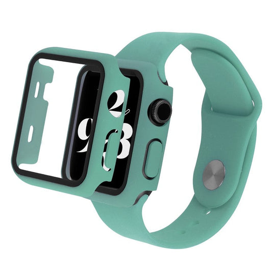 PRAGUS For Apple Watch SE (2022) 40mm / SE 40mm / 6 / 5 / 4 40mm Silicone Watch Strap + PC Watch Case with Tempered Glass Screen Protector Shockproof Protective Cover - Green