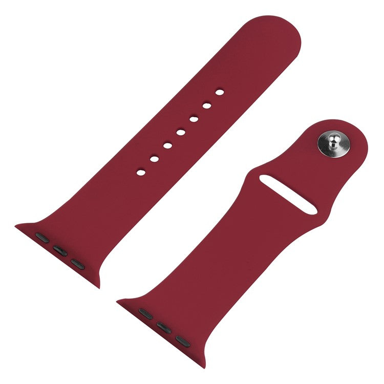 PRAGUS For Apple Watch Series 8 45mm / 7 45mm Soft Silicone Replacement Strap + Hard PC Watch Case with Tempered Glass Screen Protector - Wine Red