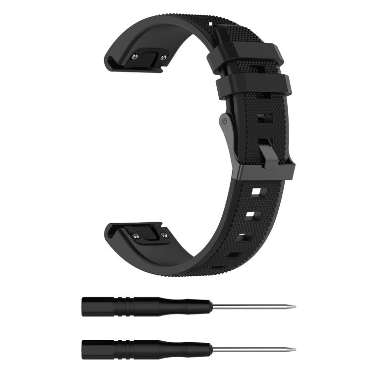 PRAGUS For 22mm Silicone Watch Band for Garmin Fenix 5 / Forerunner 935 945 / Quatix 5 / Quatix 5 Sapphire / Approach S60 Twill Texture Wrist Strap - Black