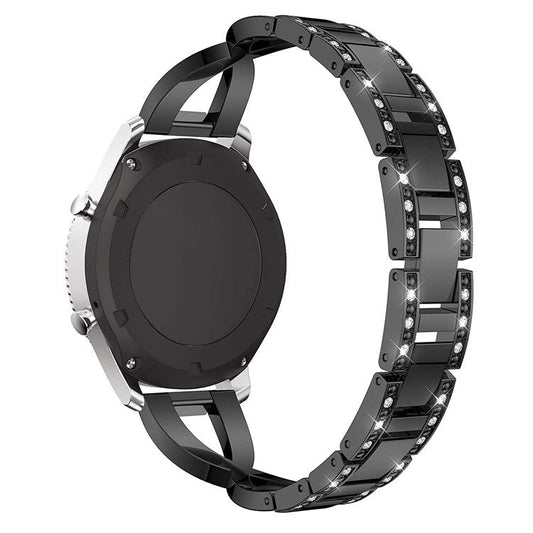 PRAGUS For 22mm Diamond Decor Stainless Steel Smart Watch Band for Samsung Gear S3 Classic/Frontier/Gear 2 R380 etc - Black