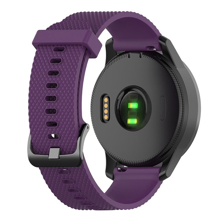 PRAGUS For 22mm Textured Soft Silicone Strap Watch Band Replacement for Garmin Vivoactive 4 - Purple