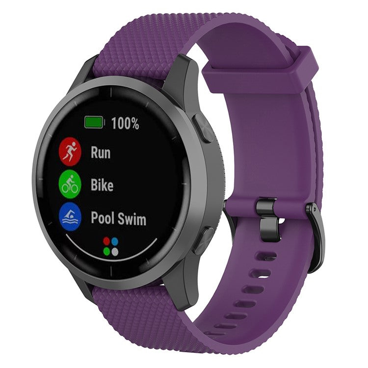 PRAGUS For 22mm Textured Soft Silicone Strap Watch Band Replacement for Garmin Vivoactive 4 - Purple