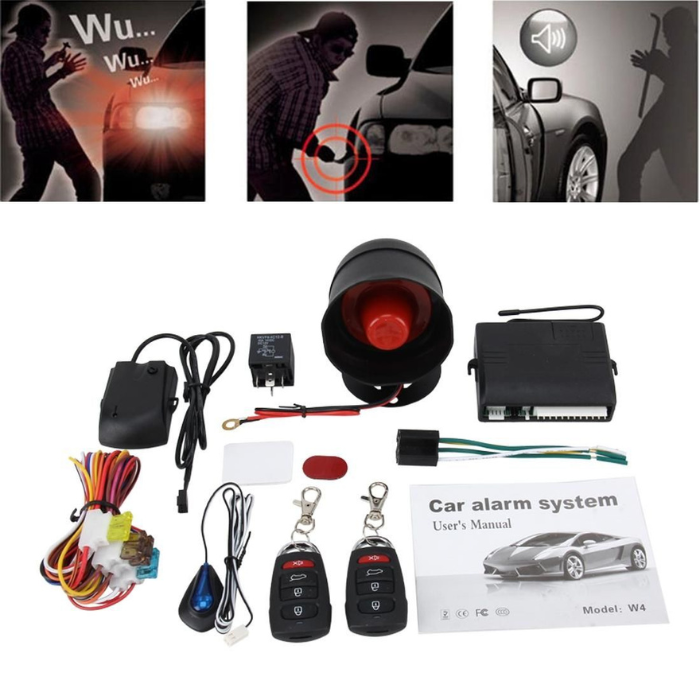 DC 12V Car Security Alarm System with Two Remote Controls