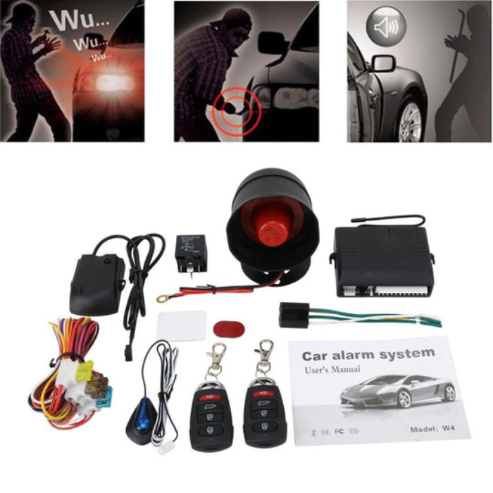 DC 12V Car Security Alarm System with Two Remote Controls