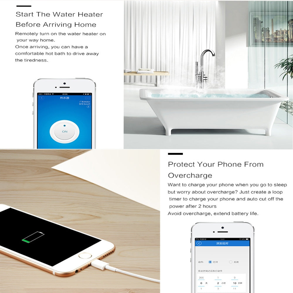 Sonoff S26 WiFi Smart Power Plug Socket Wireless Remote Control Timer Power Switch, Compatible with Alexa and Google Home, Support iOS and Android, US Plug