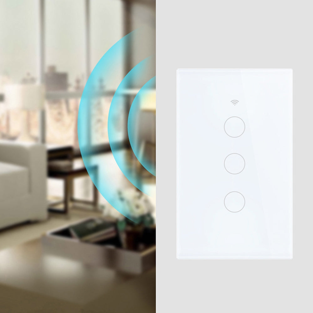TC120 Wifi Smart Light Switch Glass Screen Touch Panel Voice Control Wireless Wall Switch Work with Alexa Echo / Google Home (Black)