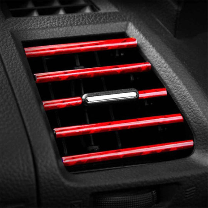 10Pcs Gold Electroplated Flexible PVC Car Air Vent Trim Strips – Interior Accent Accessories