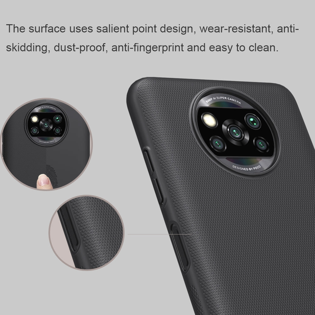For Xiaomi Poco X3 NFC NILLKIN Frosted Concave-convex Texture PC Protective Case(Black)