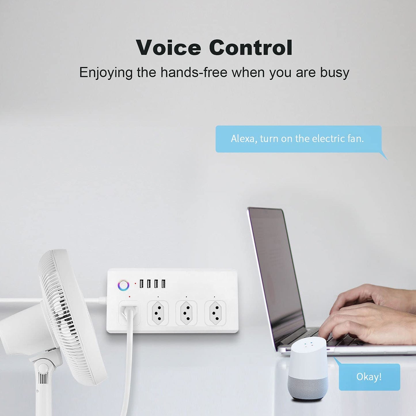 WiFi 10A SM-SO301-B 4 Holes + 4 USB Multi-purpose Smart Power Strip, Brazil Plug