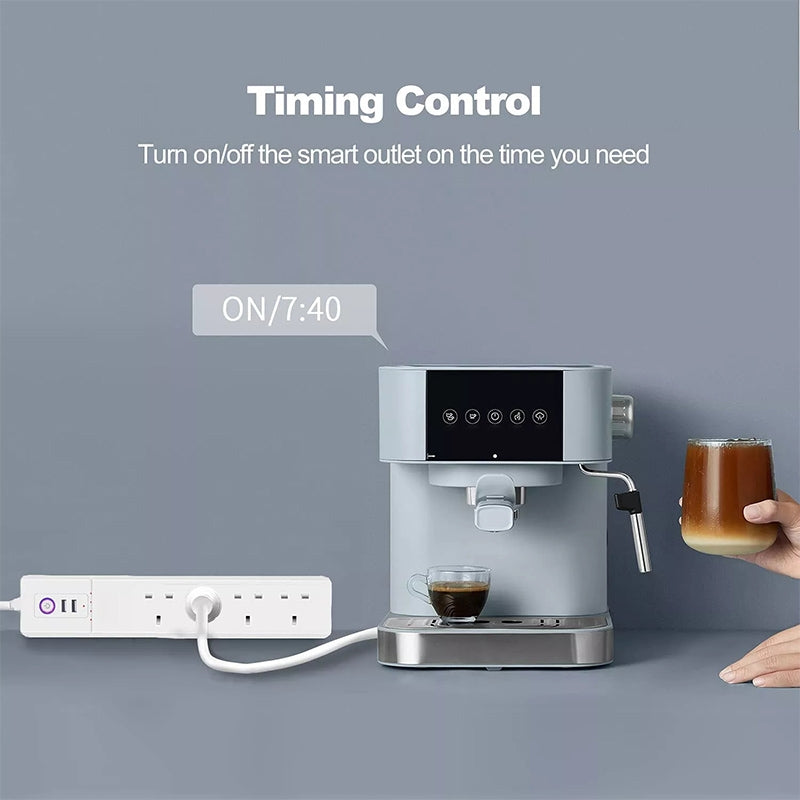 WiFi 10A SM-SO306-K 4 Holes + 2 USB Multi-purpose Smart Power Strip, UK Plug