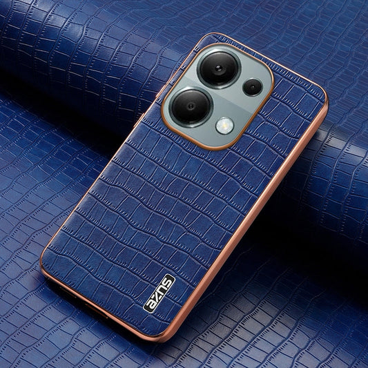 AZNS For Xiaomi Poco M6 Pro AZNS Electroplated Frame Crocodile Texture Full Coverage Phone Case(Blue)