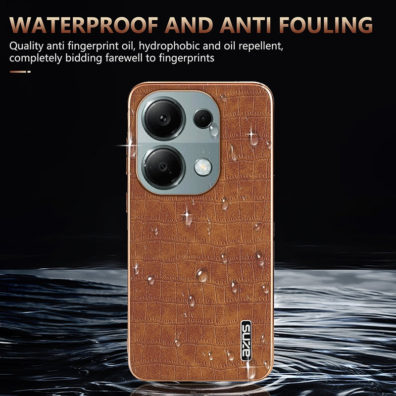 AZNS For Xiaomi Poco M6 Pro AZNS Electroplated Frame Crocodile Texture Full Coverage Phone Case(Blue)