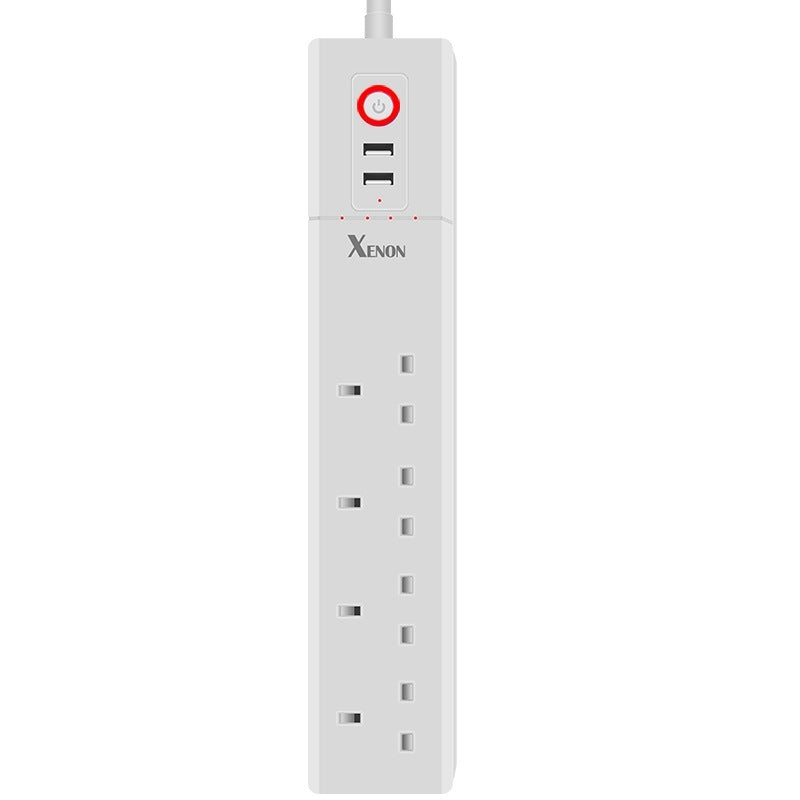 2 x USB Ports + 4 x UK Plug Jack WiFi Remote Control Smart Power Socket Works with Alexa & Google Home, Cable Length: 1.8m, AC 90-265V, UK Plug