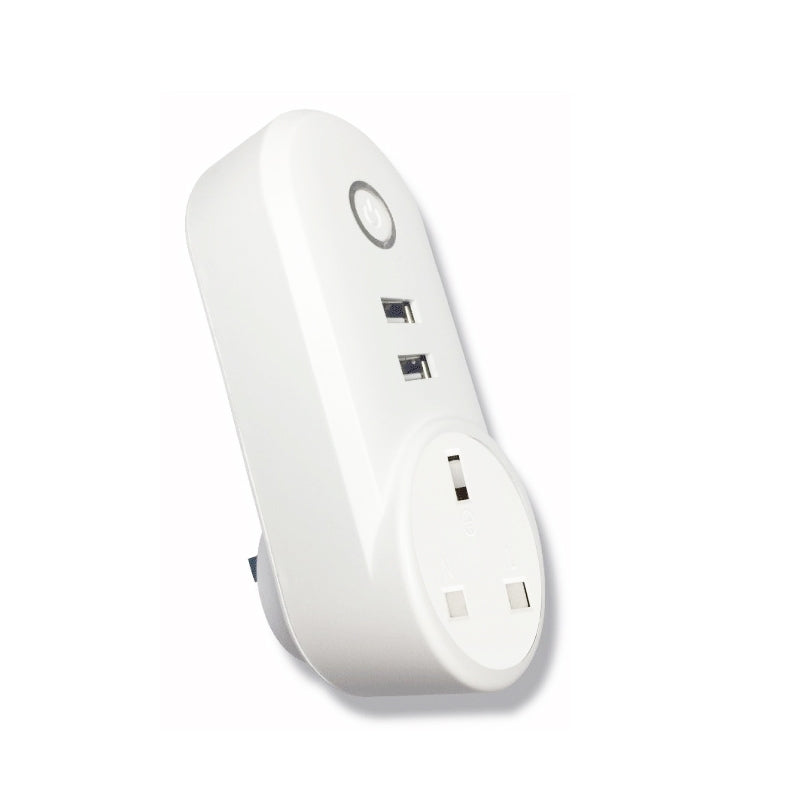 SA-002 2 USB Ports + 1 UK Socket WiFi Smart Power Plug Socket, Compatible with Alexa and Google Home, AC 110V-230V, UK Plug