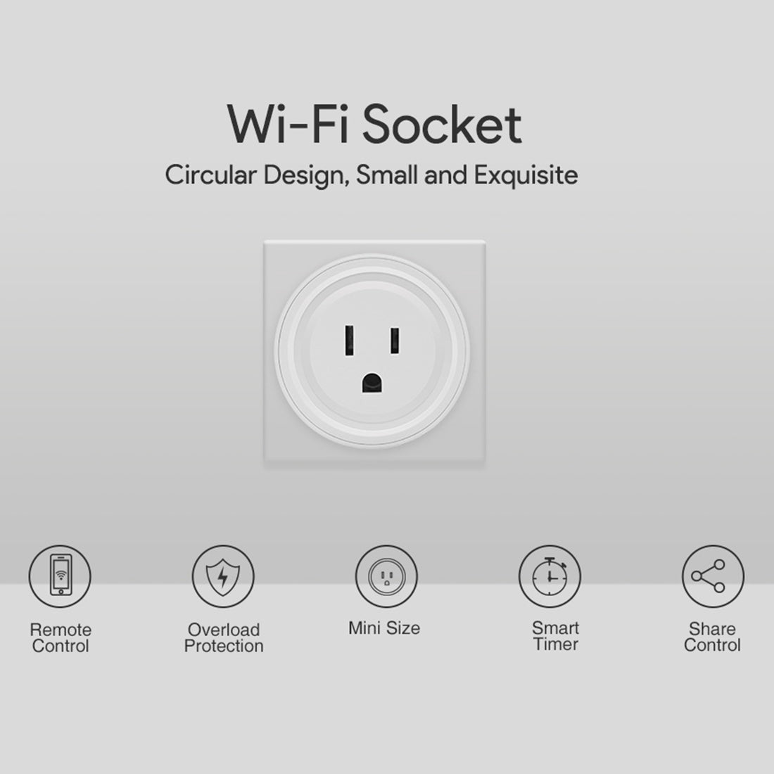 SA-003 10A Mini WiFi Plug Timing Smart Socket Works with Alexa & Google Home, AC 100-240V, US Plug