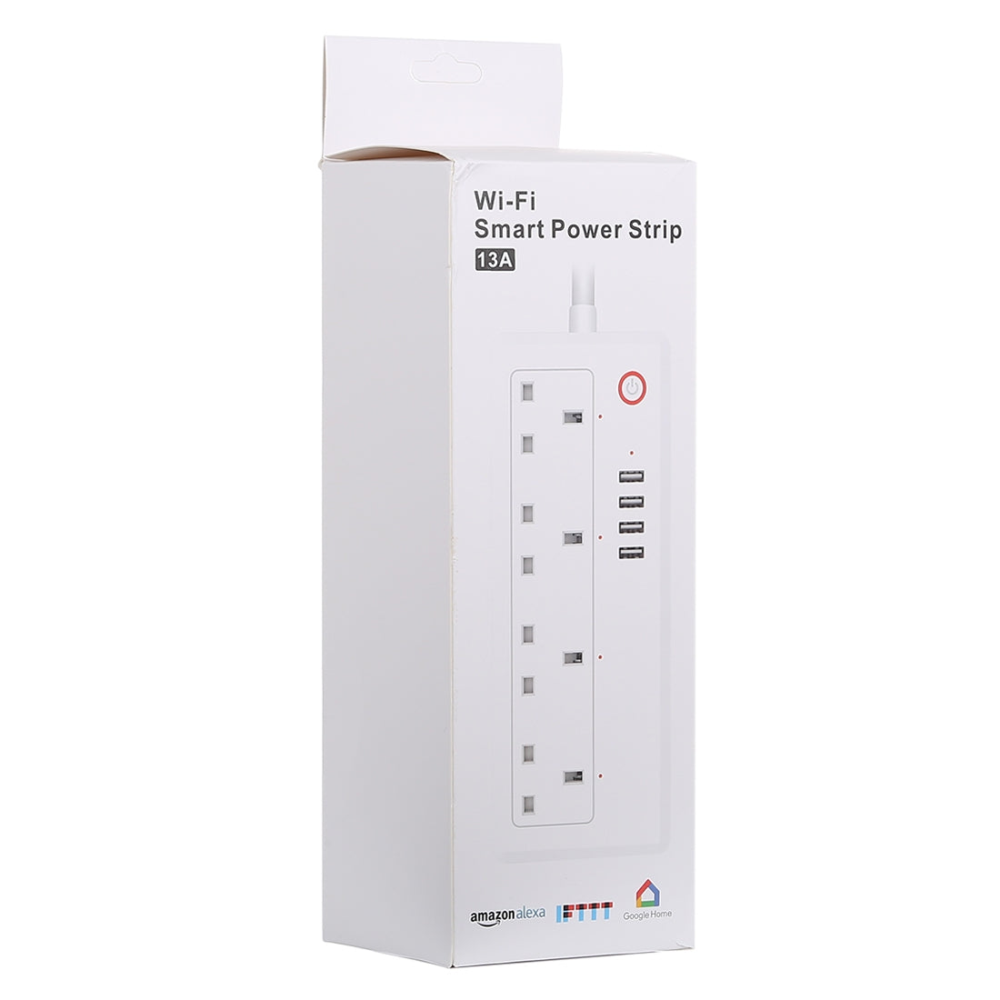 4 x USB Ports + 4 x UK Plug Jack 13A Max Output WiFi Remote Control Smart Power Socket Works with Alexa & Google Home, AC 100-240V, UK Plug