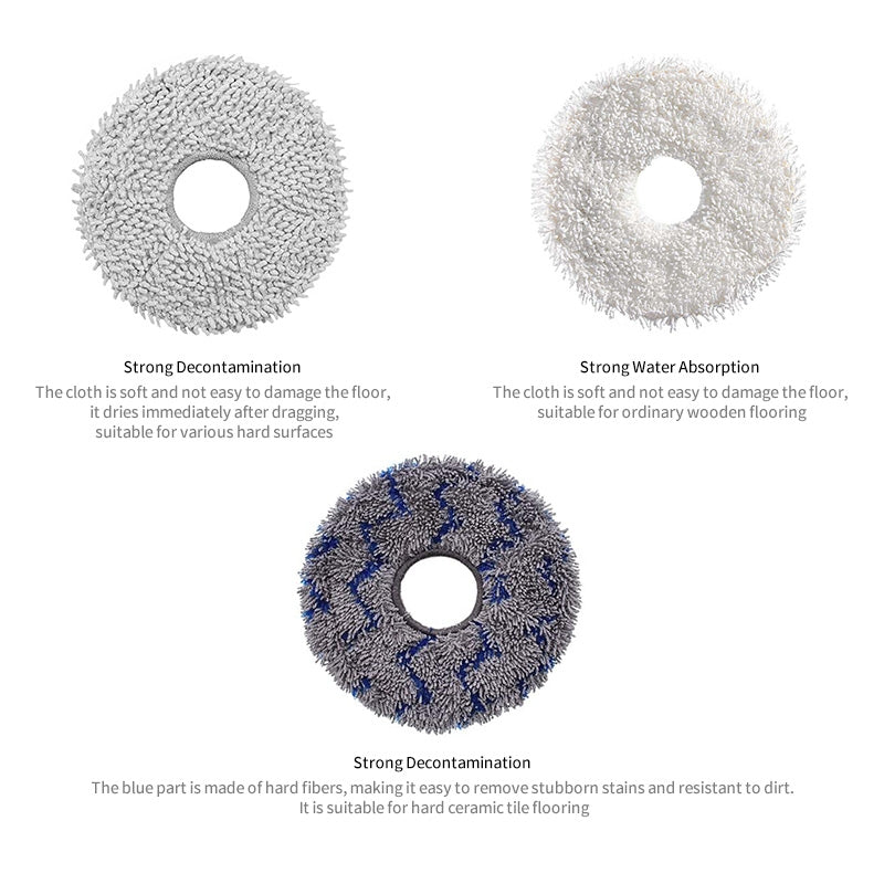JUNSUNMAY 4pcs Washable Mop Pads Replacement for ECOVACS DEEBOT X1 Turbo / X2 Omni / T20 Pro(Grey+Blue Grey)