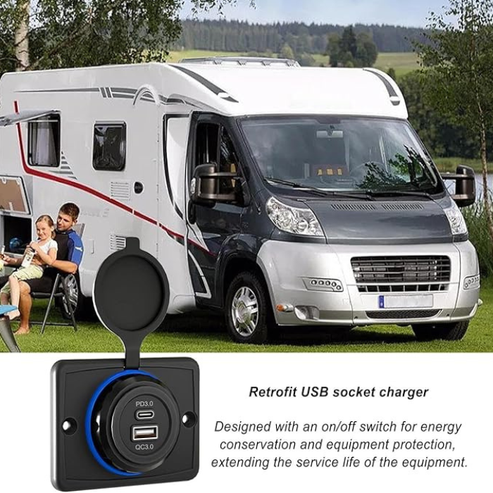 UCC-350 30W Waterproof USB Socket Charger – QC & PD Fast Charging for Automotive & Marine Use