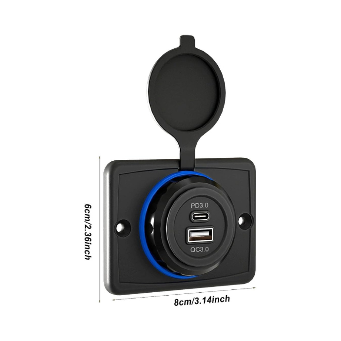 UCC-350 30W Waterproof USB Socket Charger – QC & PD Fast Charging for Automotive & Marine Use
