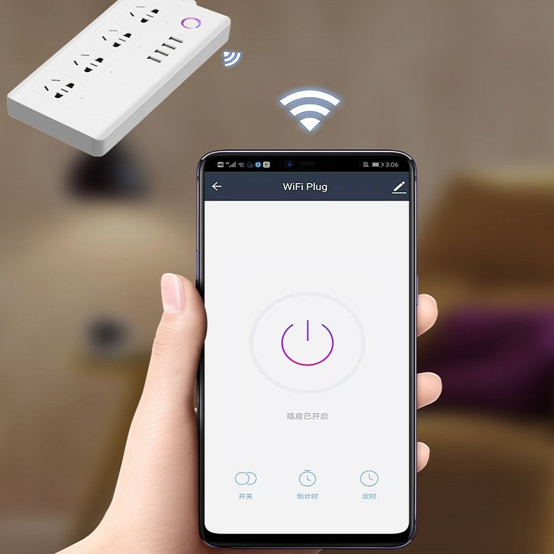 Home Office Wifi Mobile Phone Remote Control Timer Switch Voice Control Power Strip, Line length: 1.5m(UK Plug)