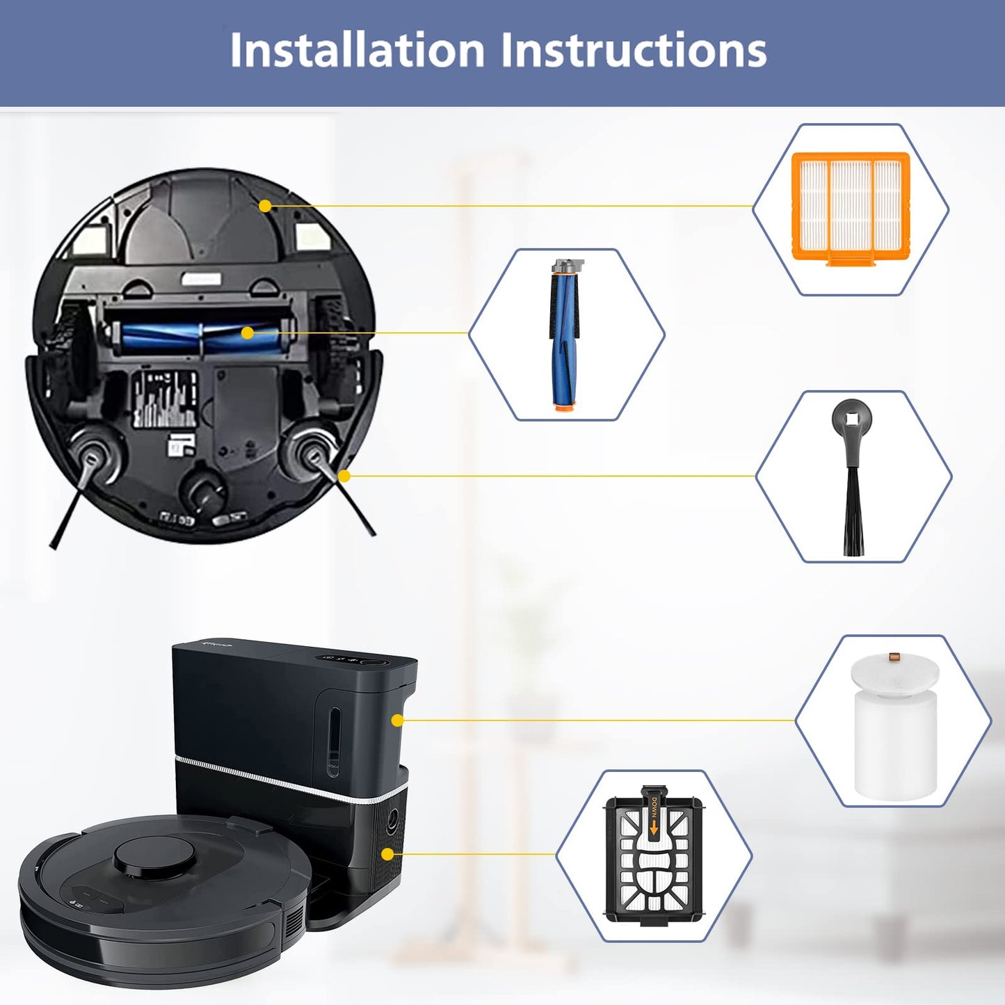 For Shark AI AV2501AE / AV2502AE Robot Vacuum Accessories Initial Effect Filter